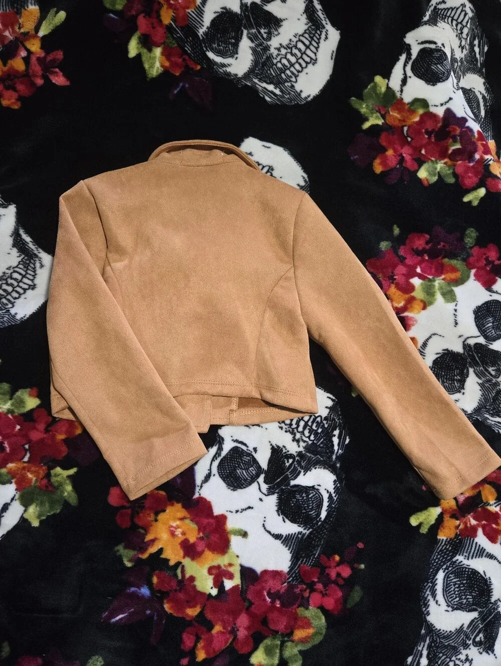 Girls' Faux Suede Moto Jacket - Tan